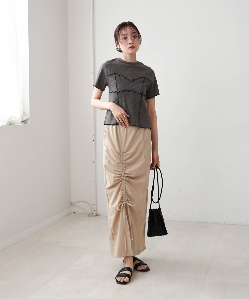 アシメドロストスリットタイトスカート