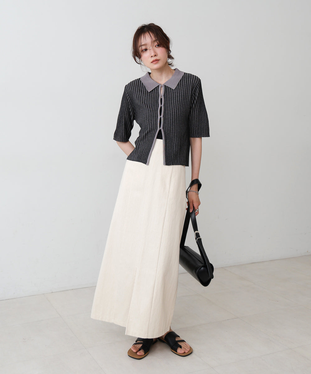 衿付き配色ニット