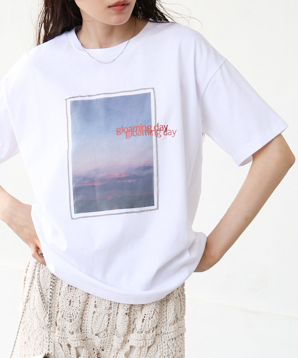 シアーレイヤードプリントTシャツ