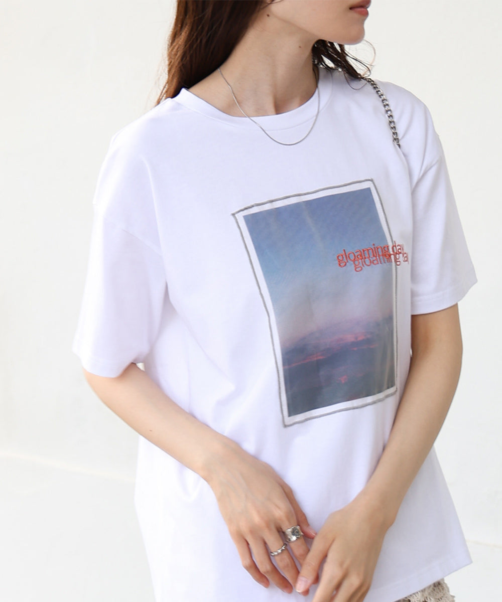 シアーレイヤードプリントTシャツ