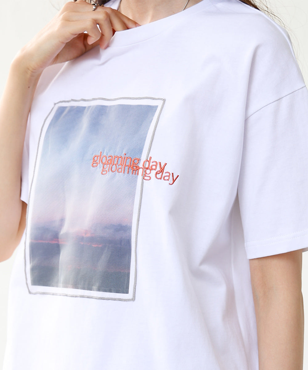 シアーレイヤードプリントTシャツ
