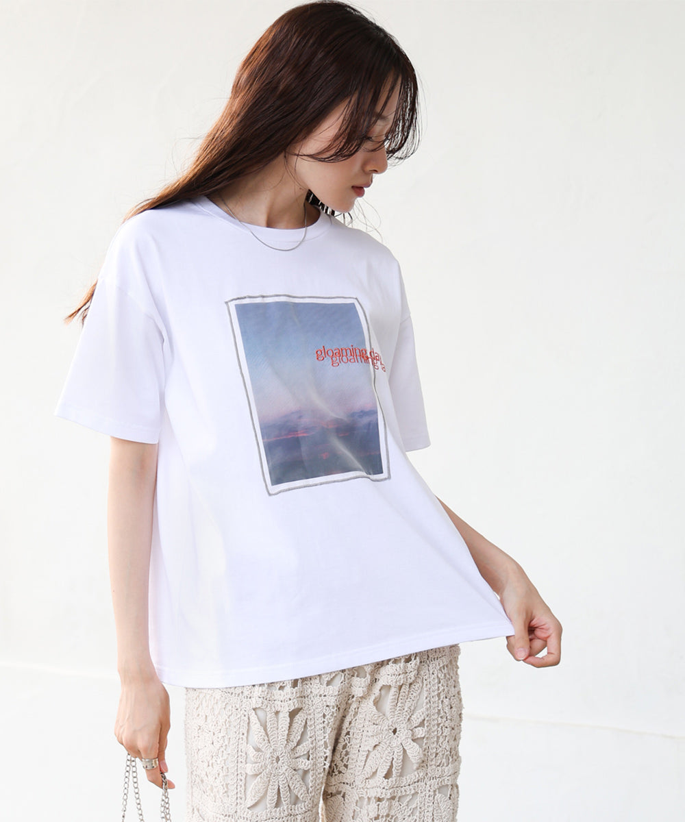 シアーレイヤードプリントTシャツ