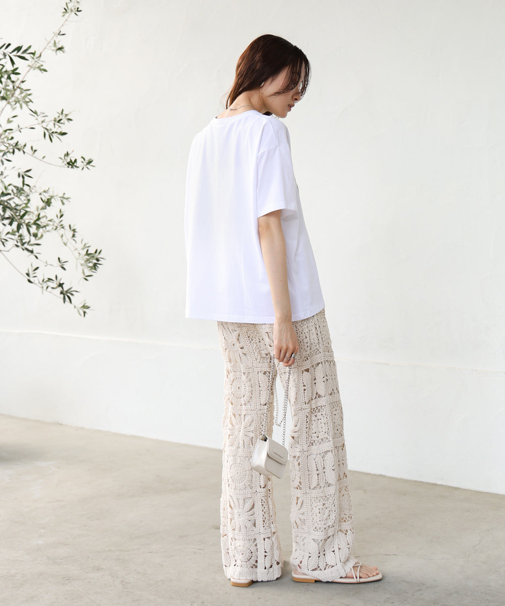 シアーレイヤードプリントTシャツ