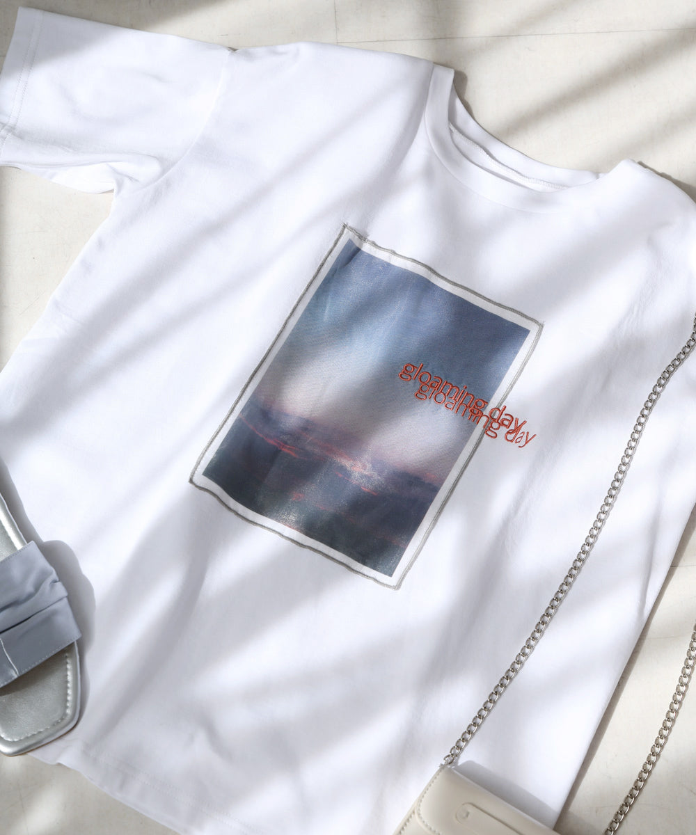 シアーレイヤードプリントTシャツ