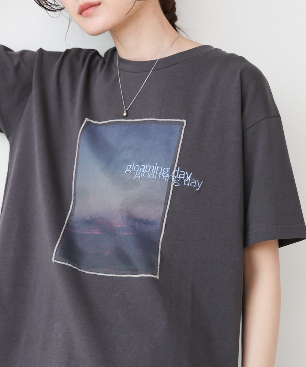 シアーレイヤードプリントTシャツ