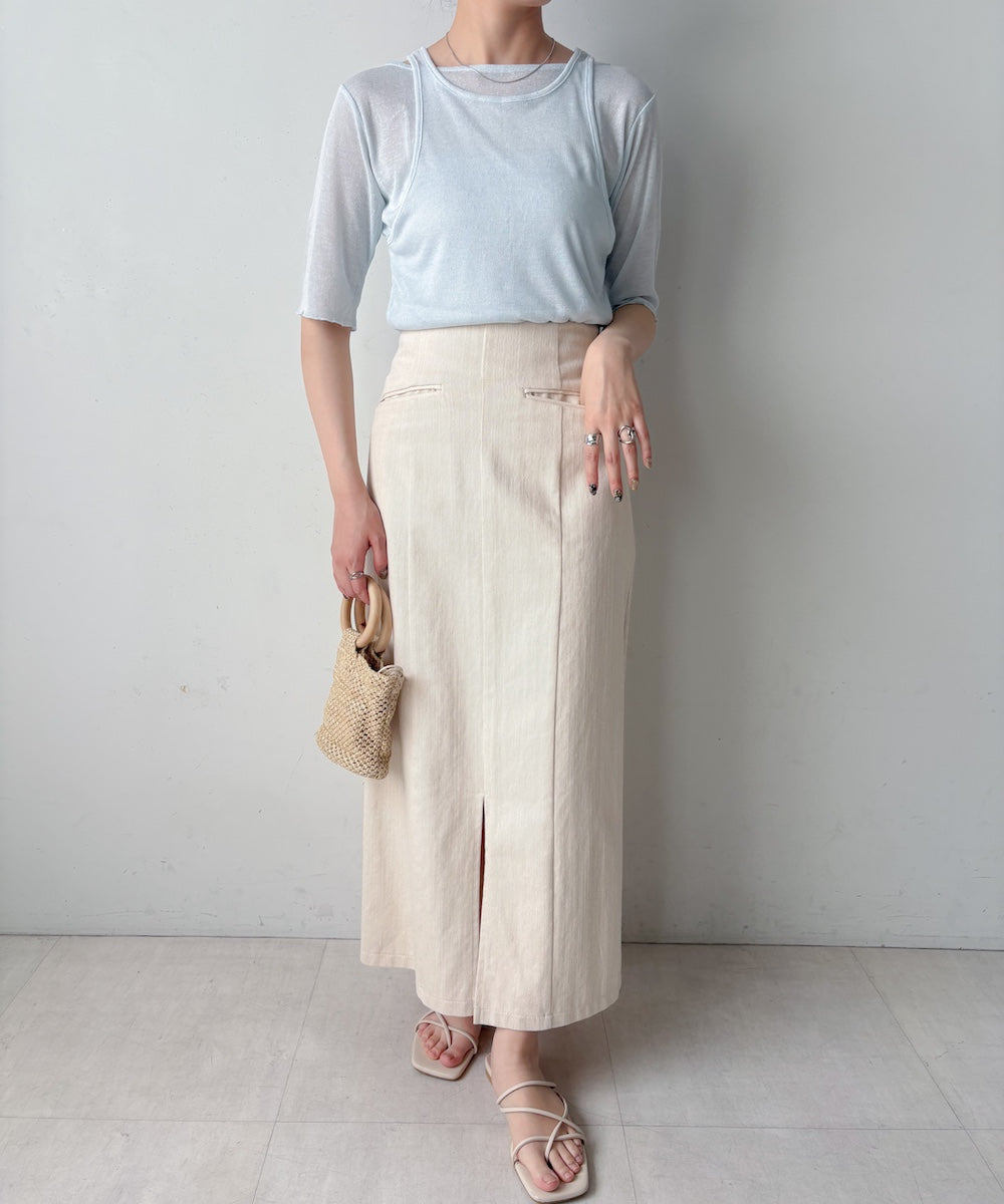 【2点セット】5分袖レイヤードセットシアーカットソー