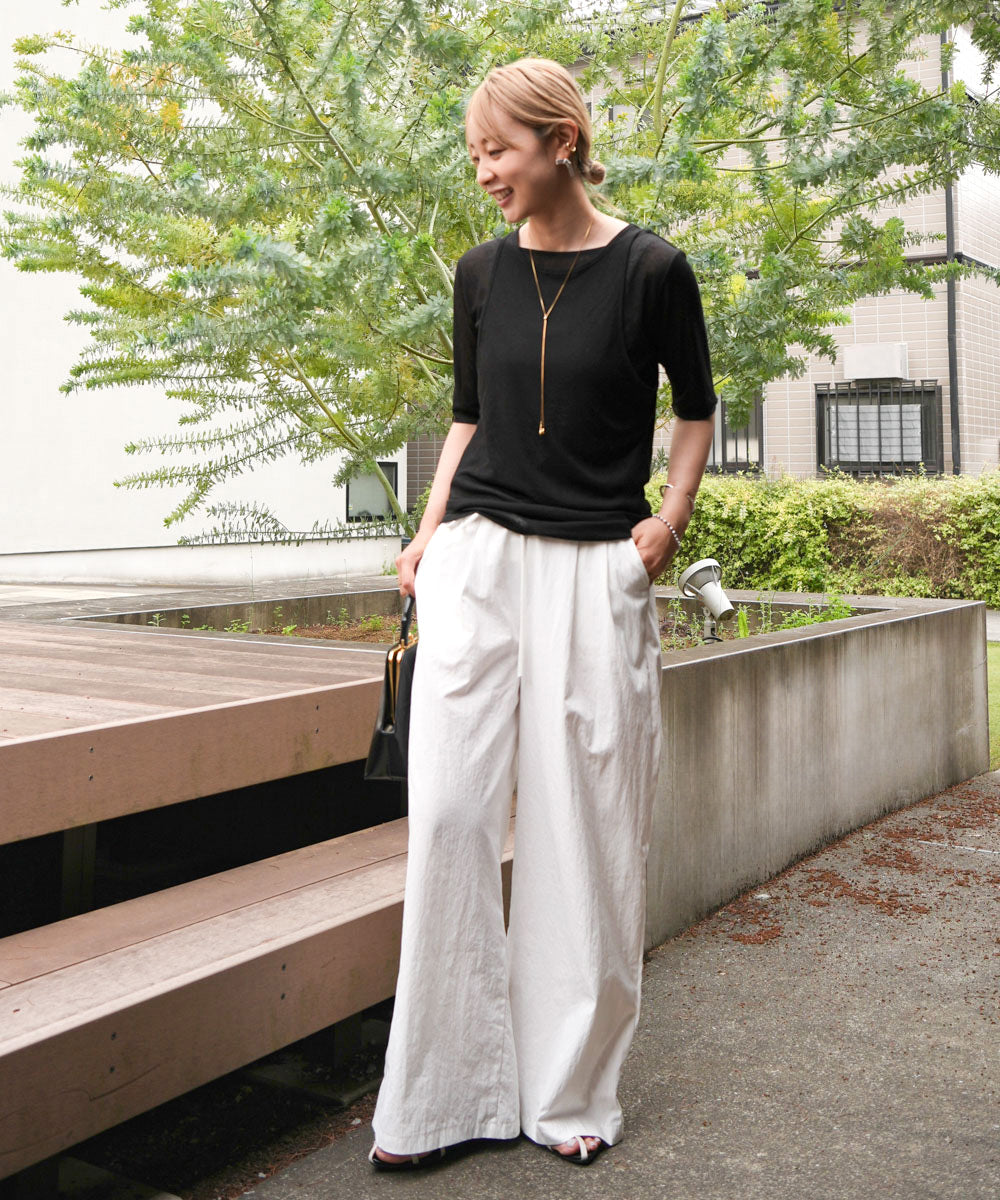 【2点セット】5分袖レイヤードセットシアーカットソー