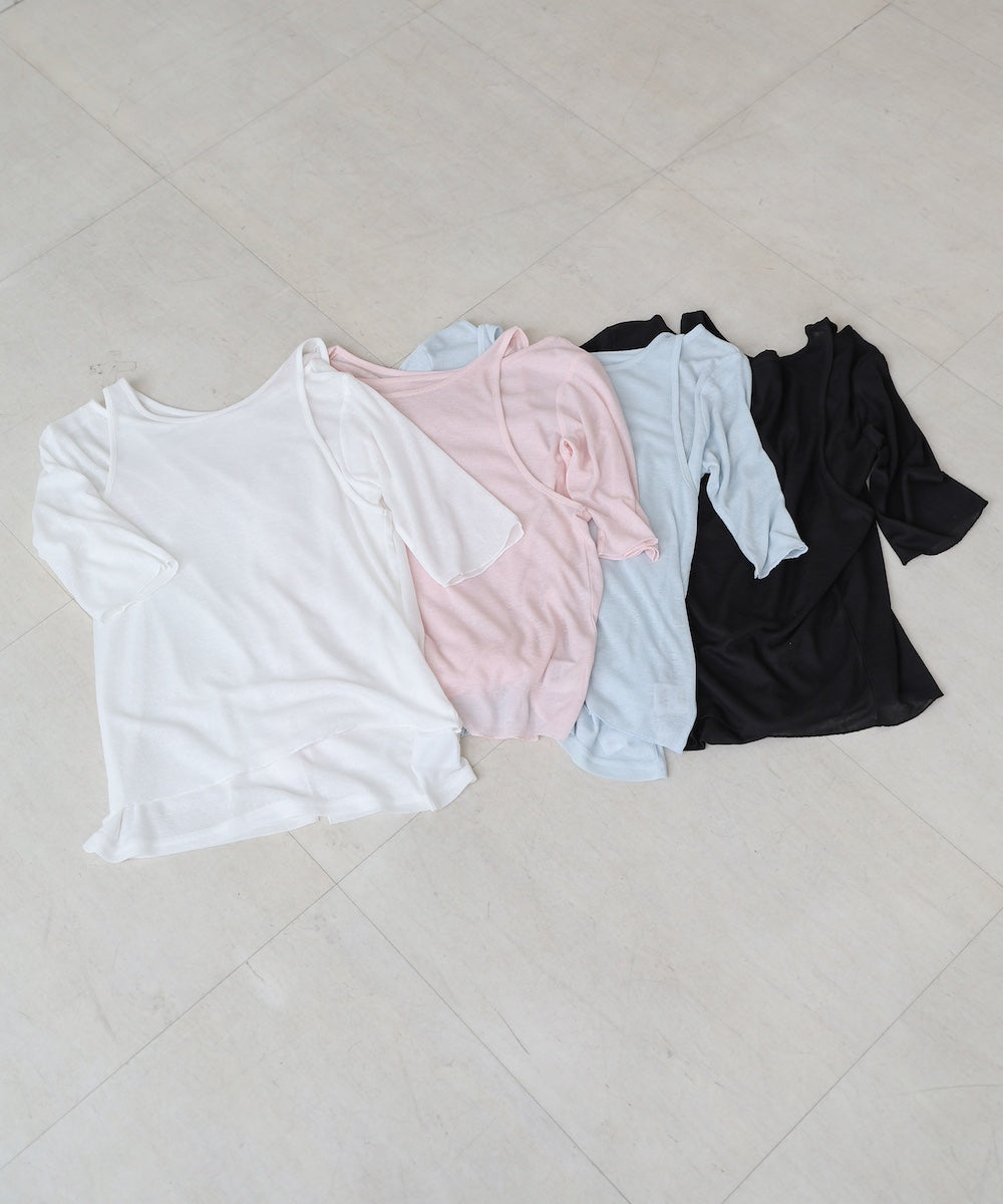 【2点セット】5分袖レイヤードセットシアーカットソー