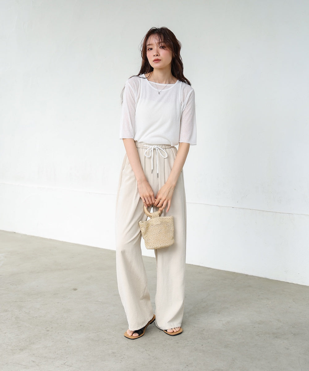 【2点セット】5分袖レイヤードセットシアーカットソー