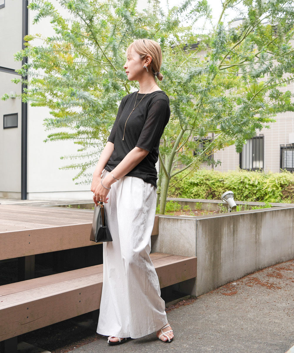 【2点セット】5分袖レイヤードセットシアーカットソー