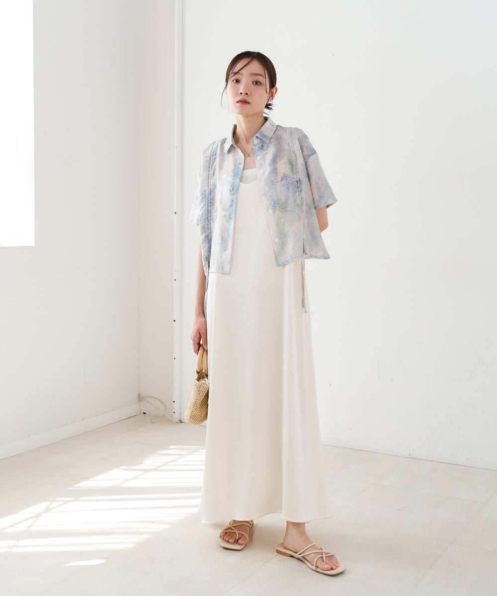 ニュアンスプリントドロストシアーシャツ