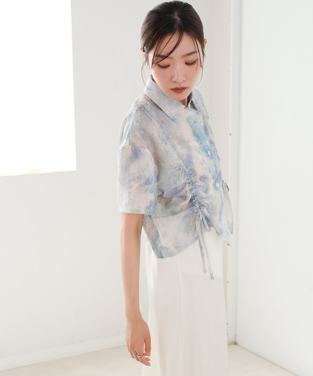 ニュアンスプリントドロストシアーシャツ