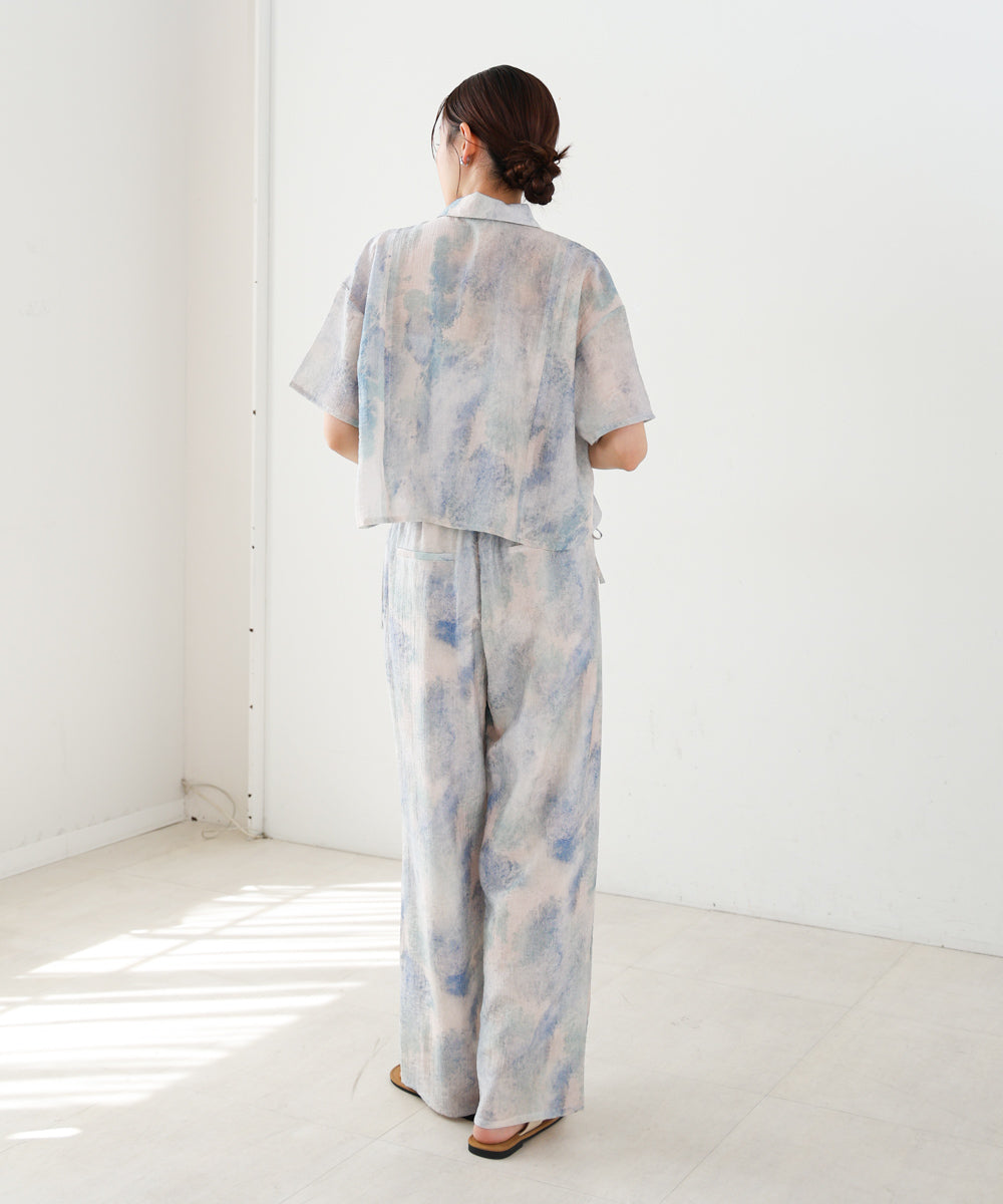 ニュアンスプリントドロストシアーシャツ