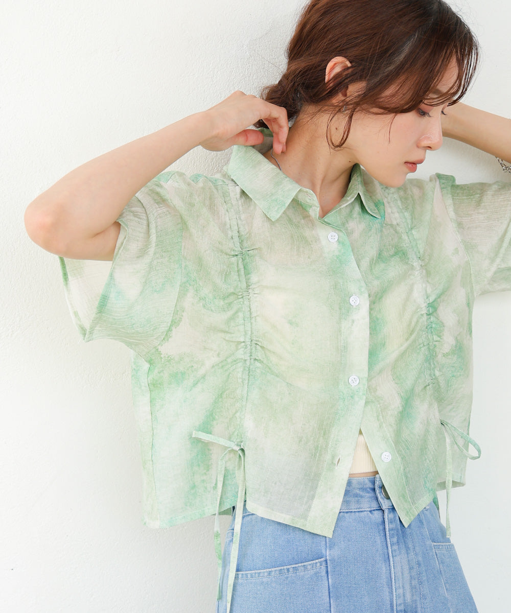 ニュアンスプリントドロストシアーシャツ