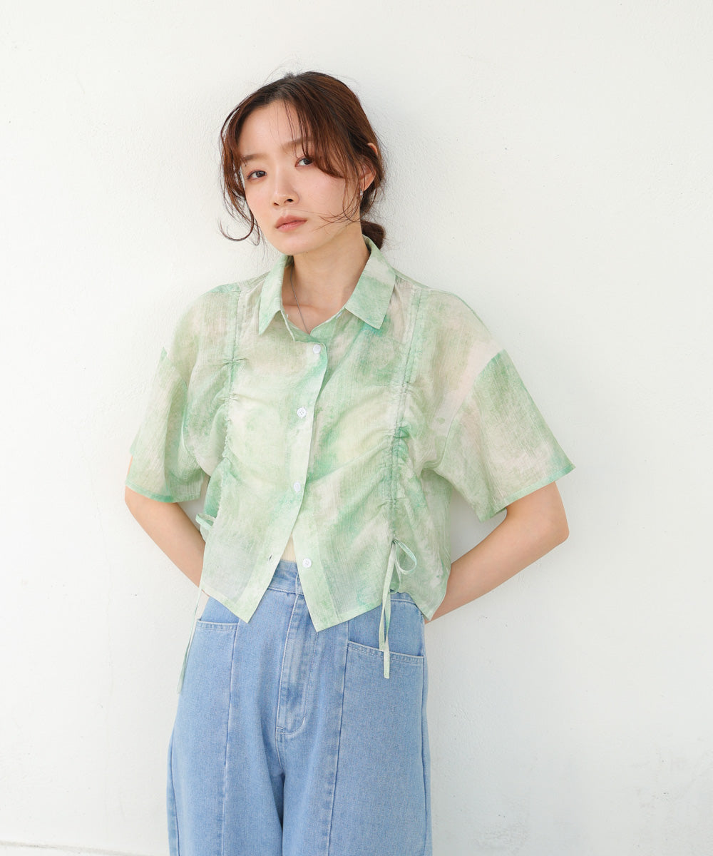 ニュアンスプリントドロストシアーシャツ