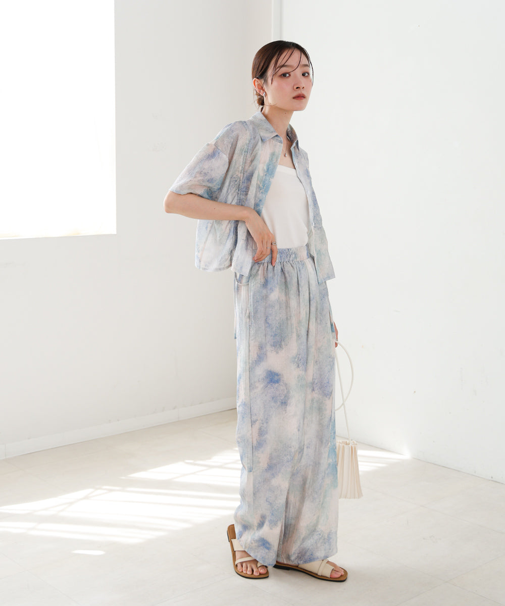 ニュアンスプリントドロストシアーシャツ