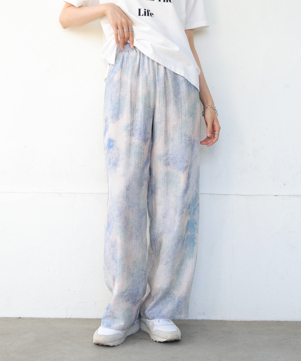 【S・Mサイズ展開】ニュアンスプリントストレートパンツ