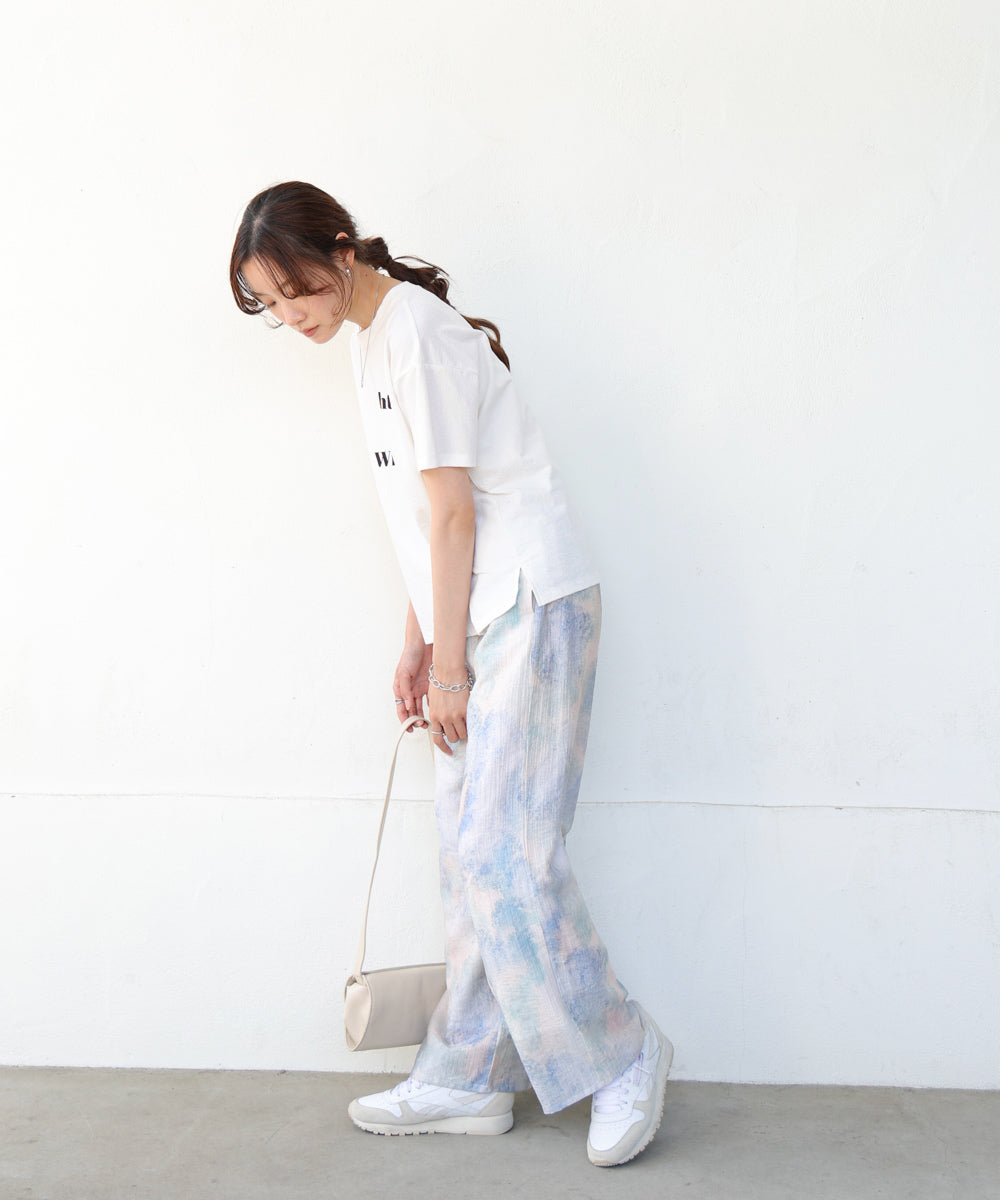 【S・Mサイズ展開】ニュアンスプリントストレートパンツ