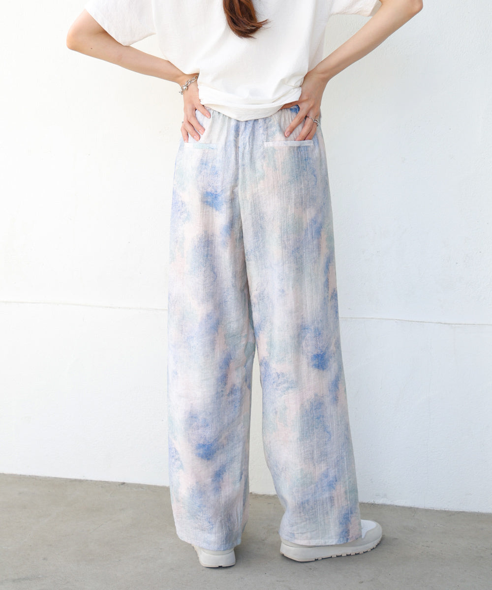 【S・Mサイズ展開】ニュアンスプリントストレートパンツ