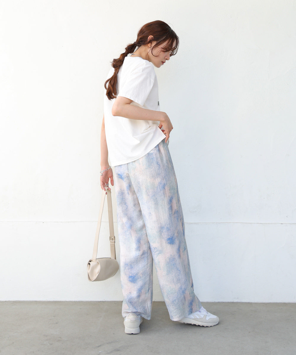 【S・Mサイズ展開】ニュアンスプリントストレートパンツ