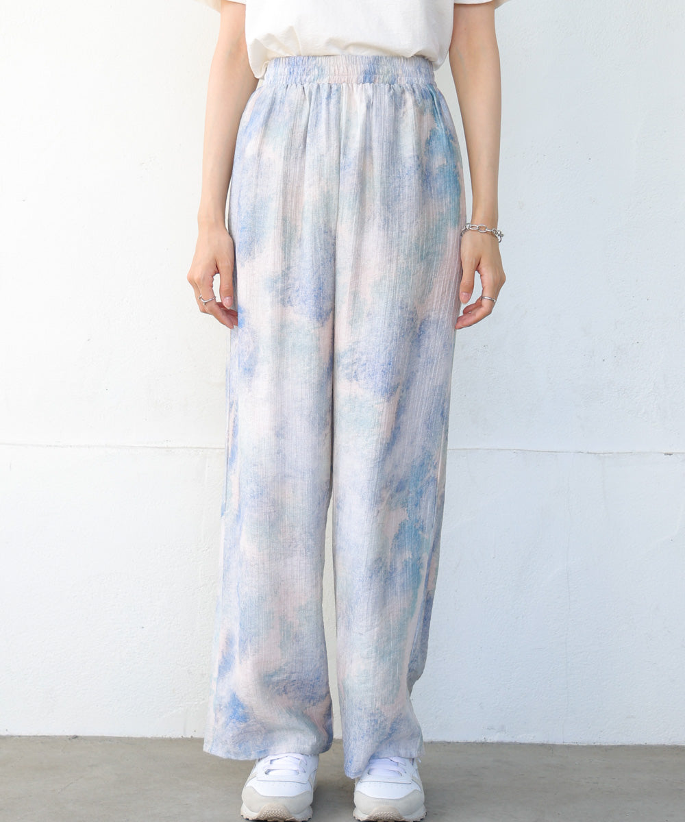 【S・Mサイズ展開】ニュアンスプリントストレートパンツ