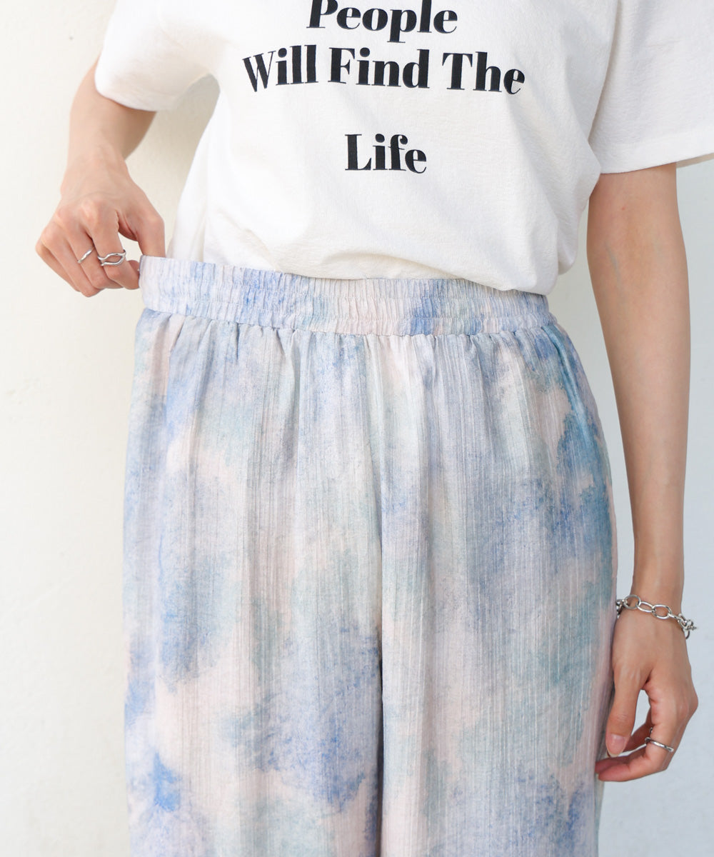 【S・Mサイズ展開】ニュアンスプリントストレートパンツ