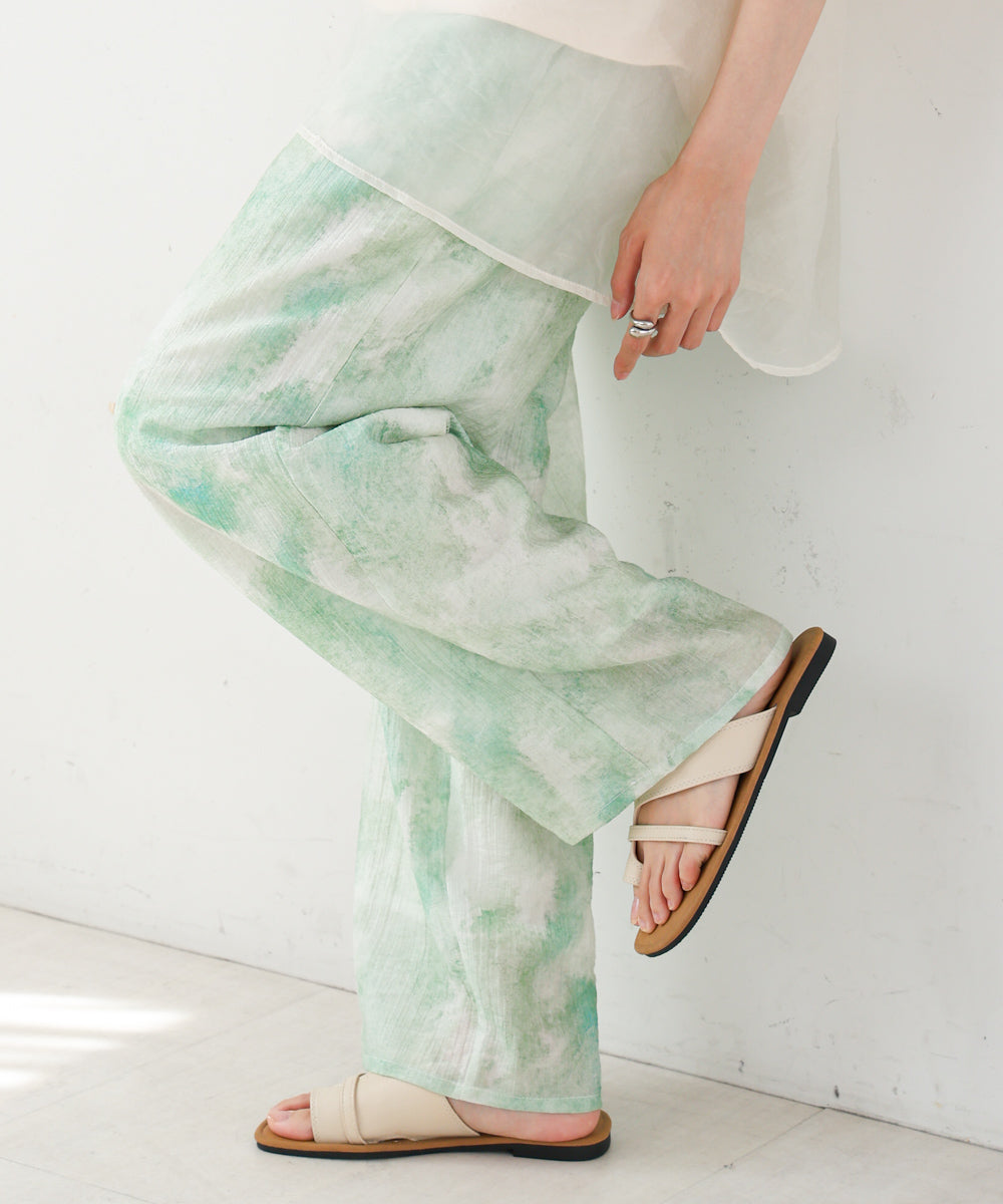 【S・Mサイズ展開】ニュアンスプリントストレートパンツ