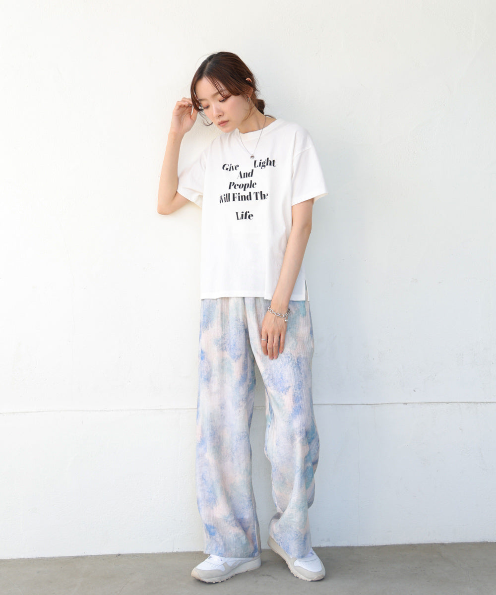 【S・Mサイズ展開】ニュアンスプリントストレートパンツ