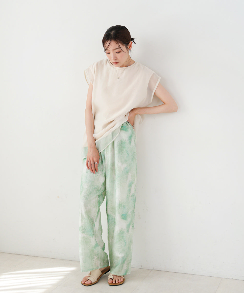 【S・Mサイズ展開】ニュアンスプリントストレートパンツ