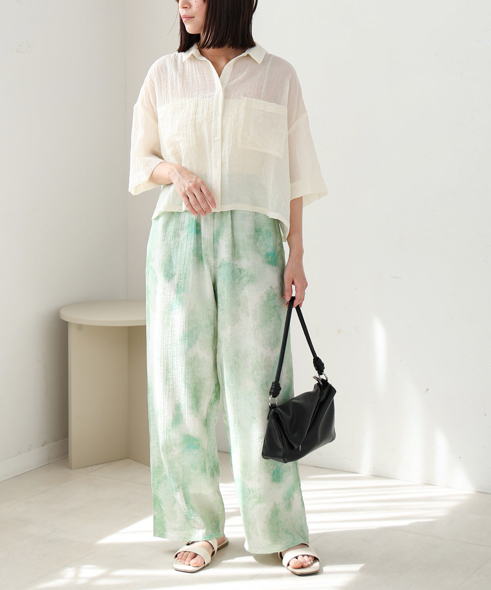 【S・Mサイズ展開】ニュアンスプリントストレートパンツ
