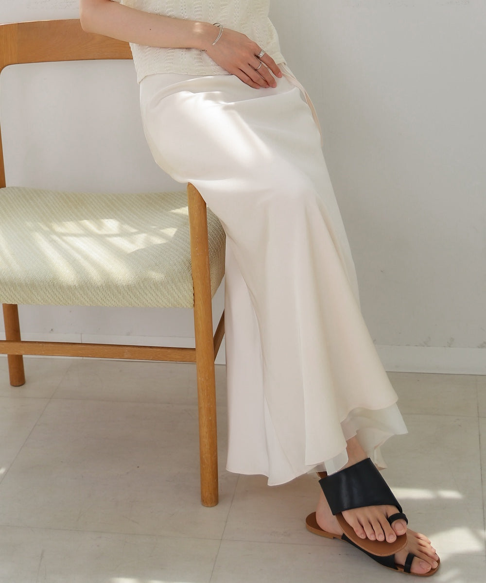 【S・Mサイズ展開】裾シアーサテンナロースカート
