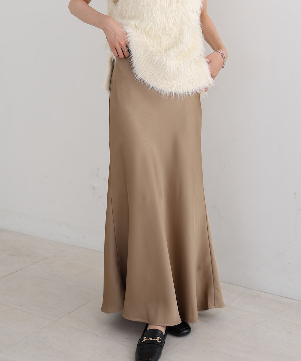 【S・Mサイズ展開】裾シアーサテンナロースカート