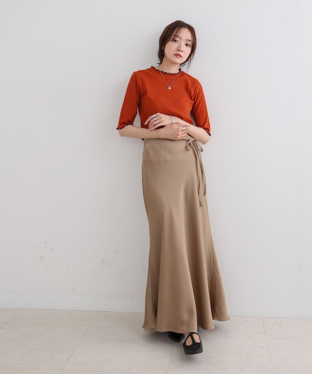 【S・Mサイズ展開】裾シアーサテンナロースカート