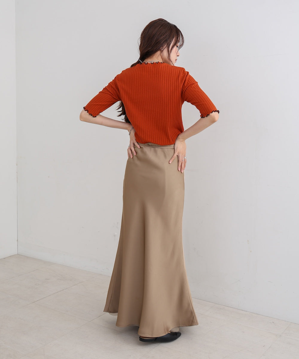 【S・Mサイズ展開】裾シアーサテンナロースカート