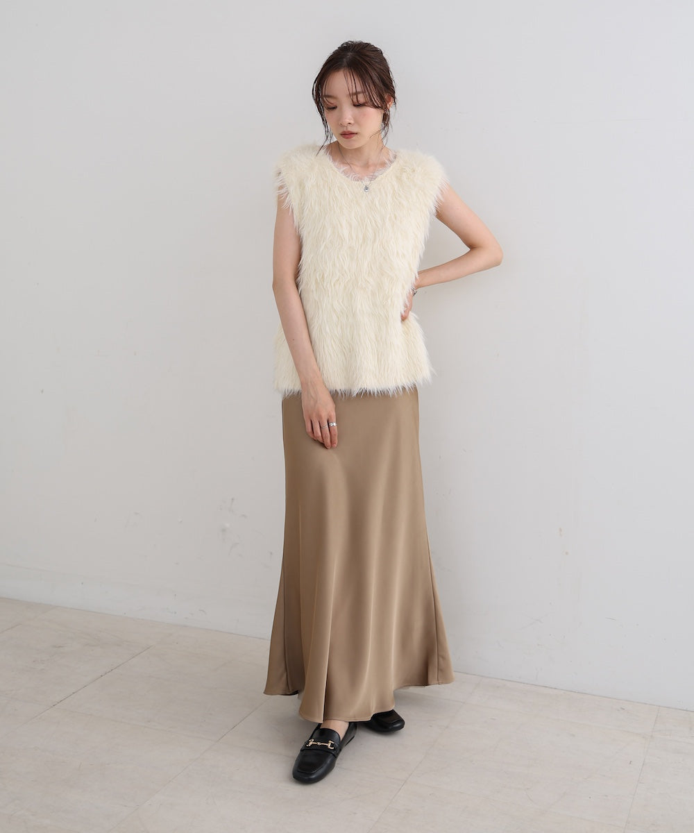 【S・Mサイズ展開】裾シアーサテンナロースカート