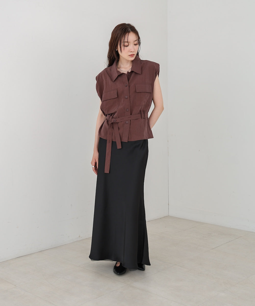 【S・Mサイズ展開】裾シアーサテンナロースカート