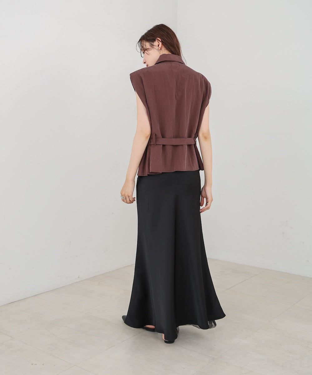 【S・Mサイズ展開】裾シアーサテンナロースカート