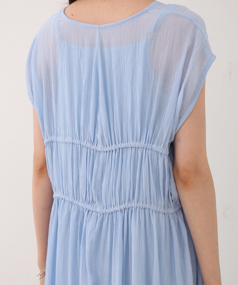 【S・Mサイズ展開】Vネックギャザーリボンワンピース