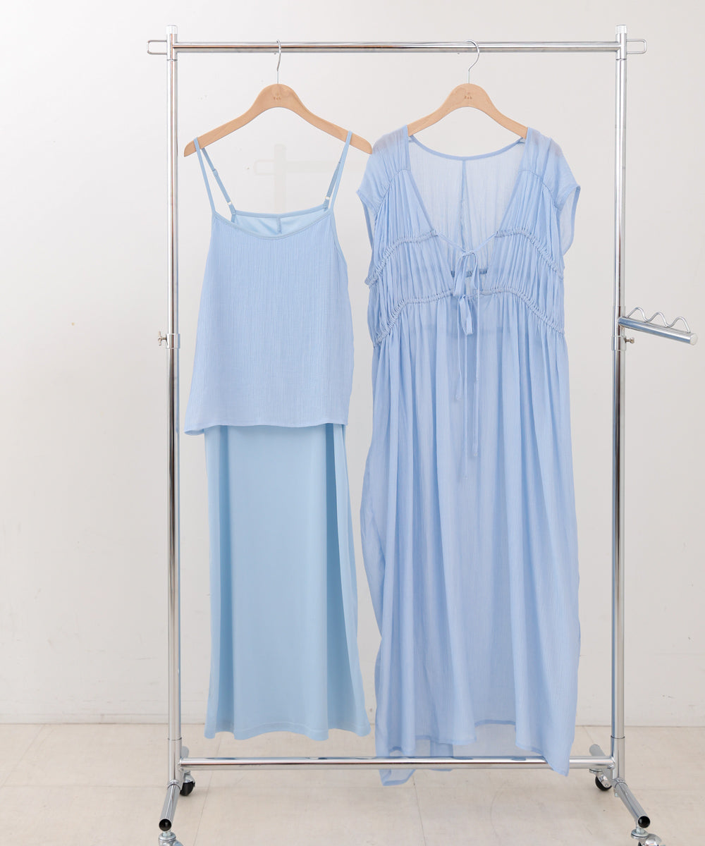 【S・Mサイズ展開】Vネックギャザーリボンワンピース