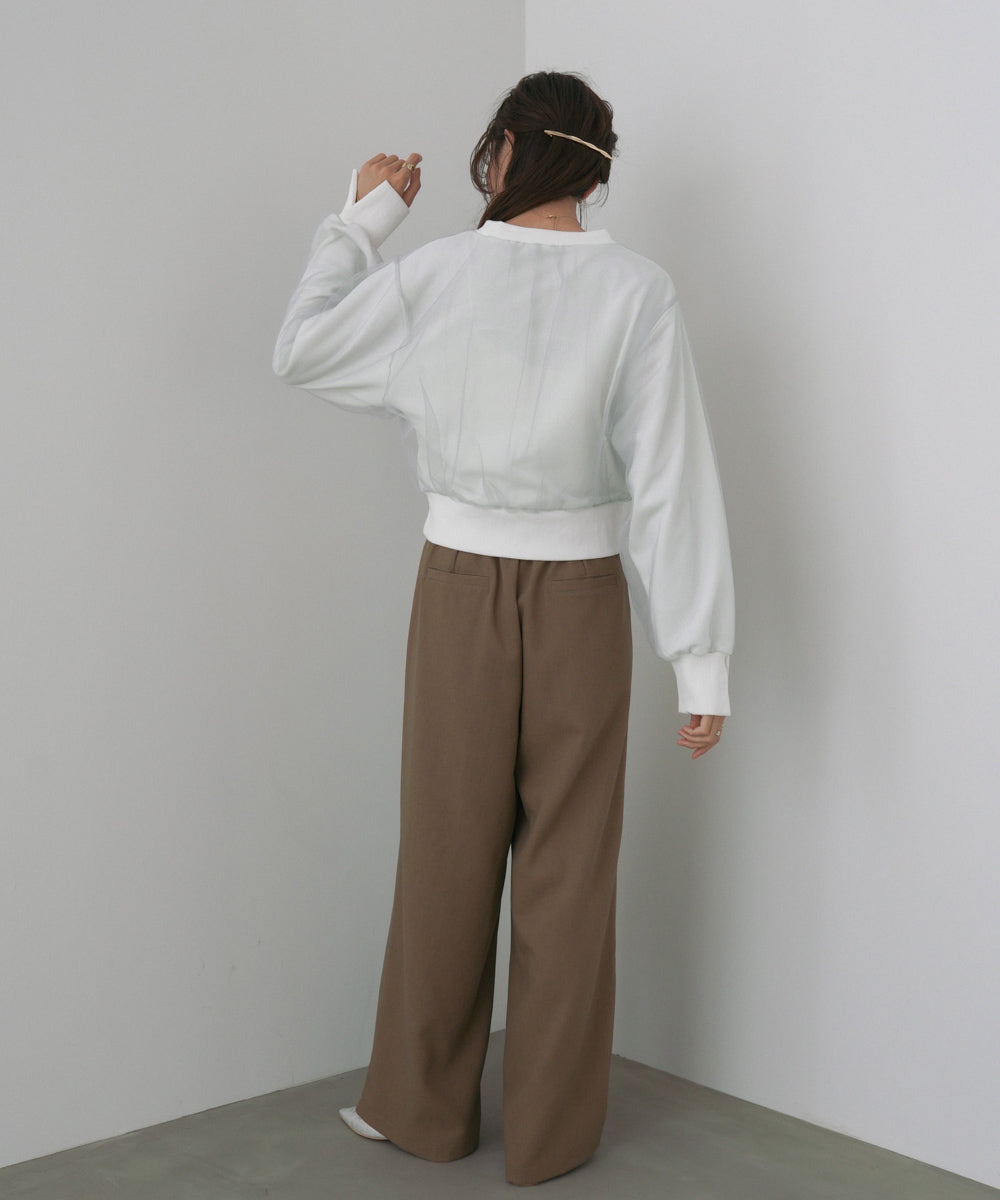 ショート丈チュールレイヤードスウェット