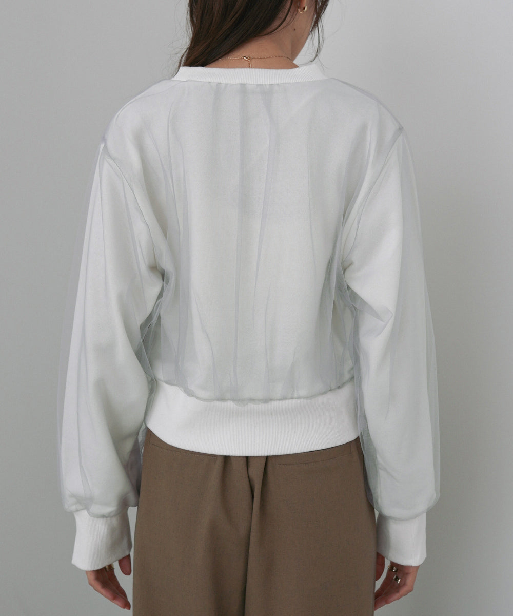ショート丈チュールレイヤードスウェット