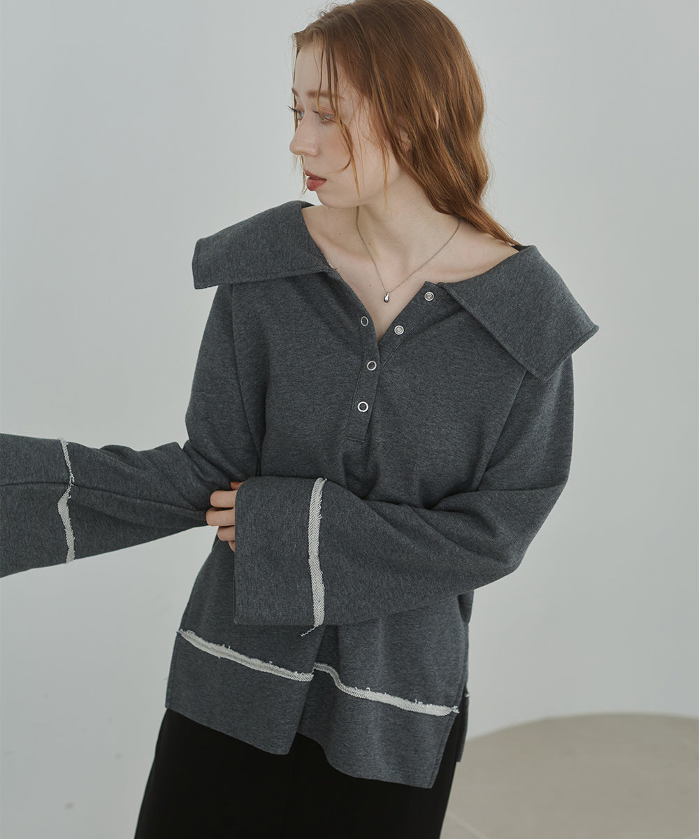 ビッグカラー2WAYスウェットトップス