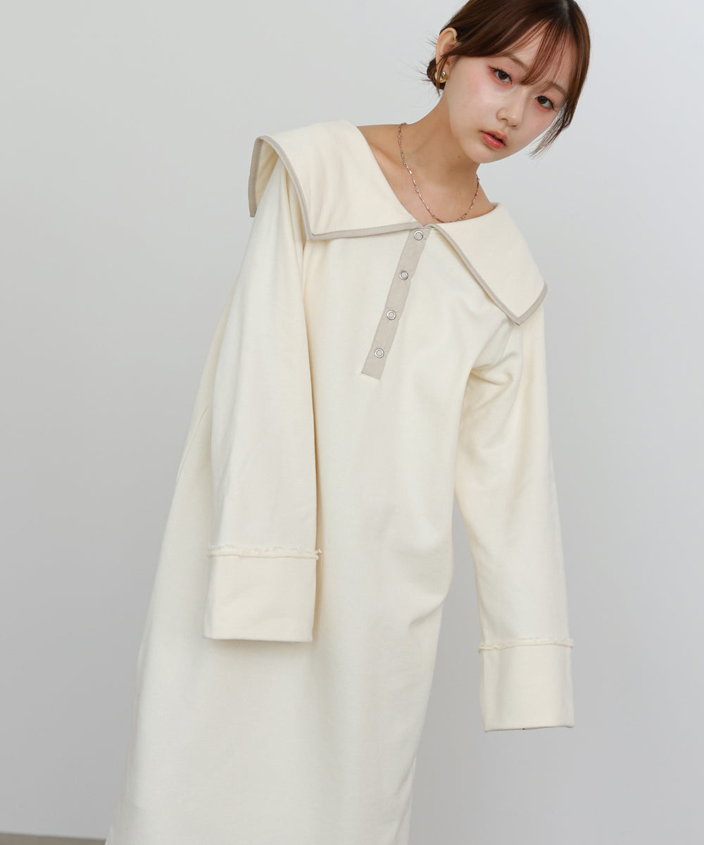 【選べるサイズ展開】ビッグカラースウェットワンピース