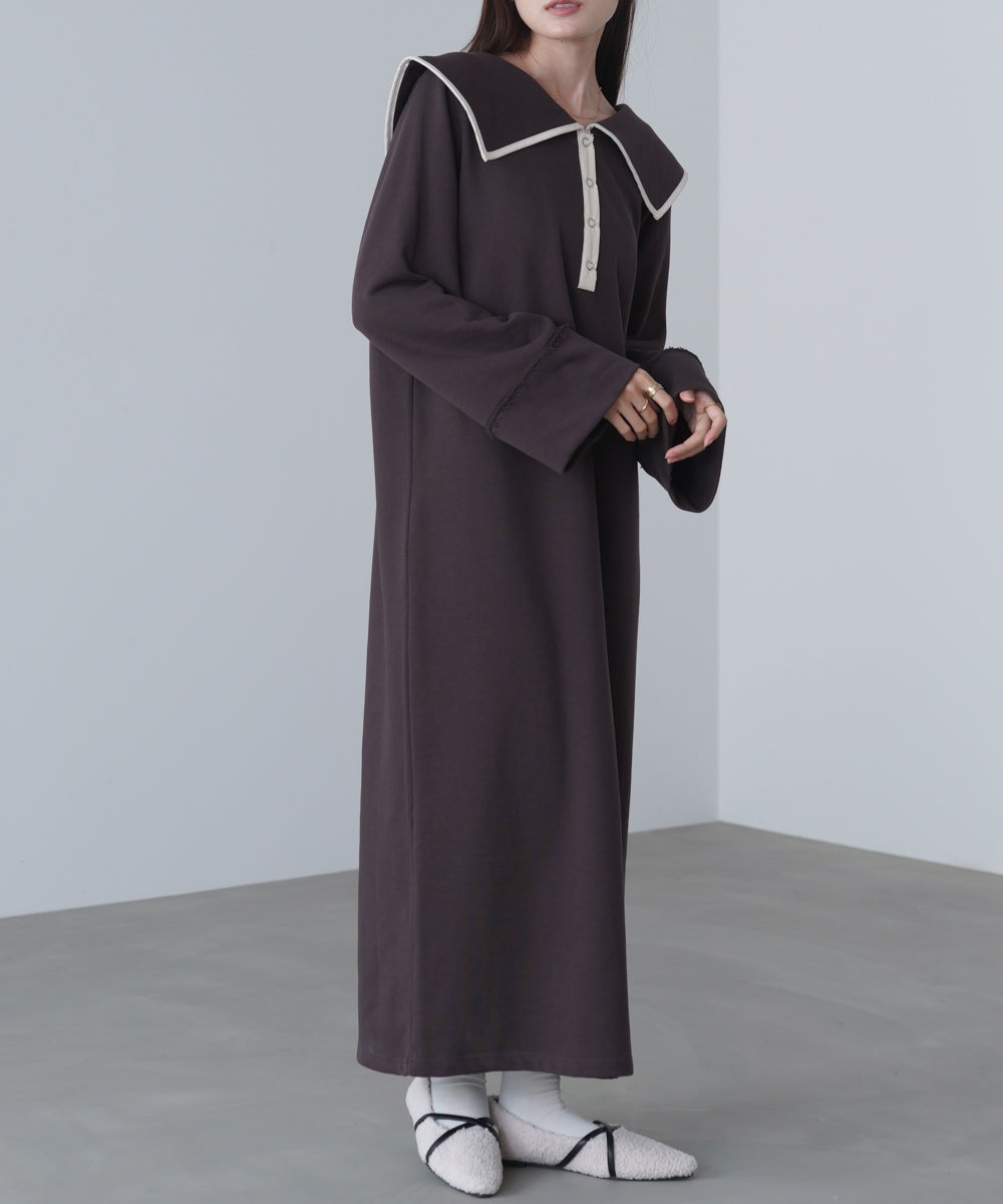 【選べるサイズ展開】ビッグカラースウェットワンピース