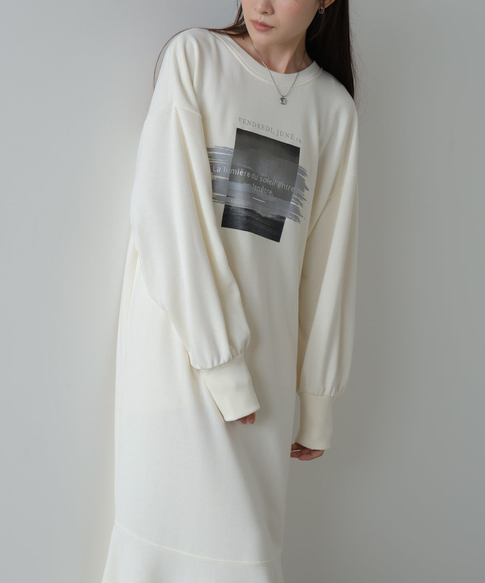 前後2WAYホックプリントマーメイドスウェットワンピース