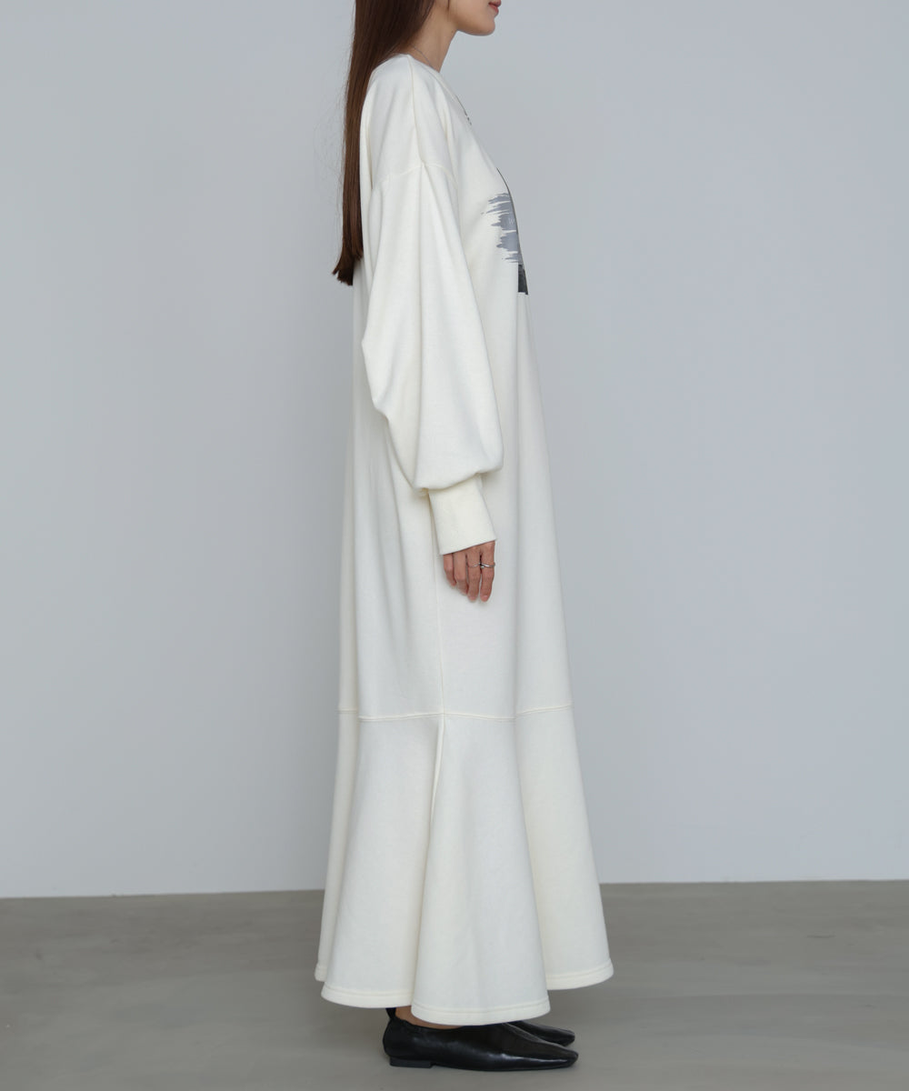 前後2WAYホックプリントマーメイドスウェットワンピース