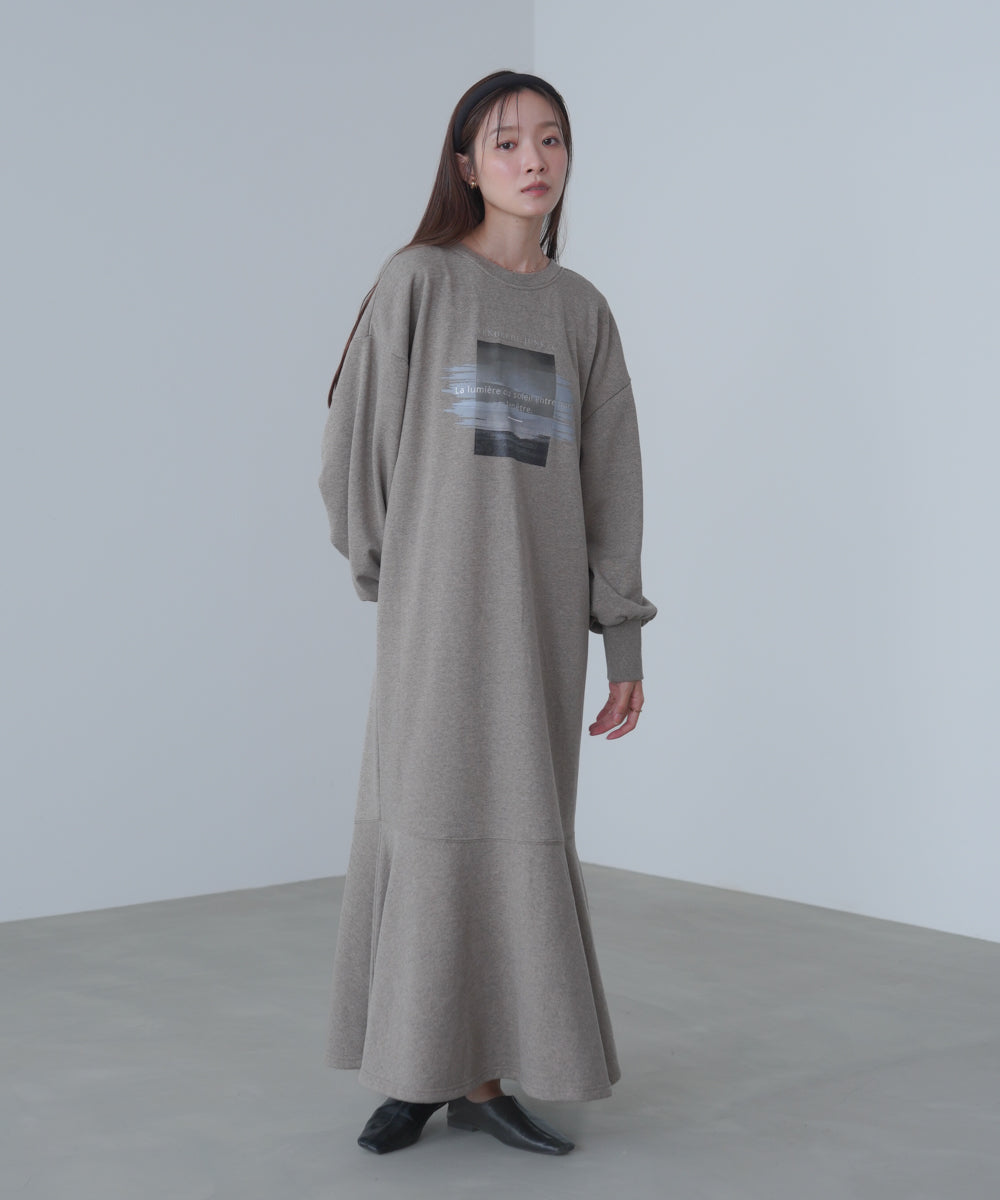 前後2WAYホックプリントマーメイドスウェットワンピース