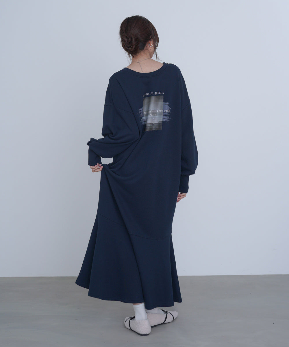 前後2WAYホックプリントマーメイドスウェットワンピース