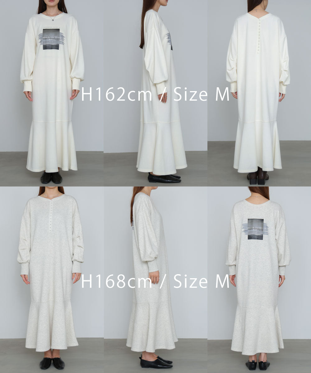 前後2WAYホックプリントマーメイドスウェットワンピース