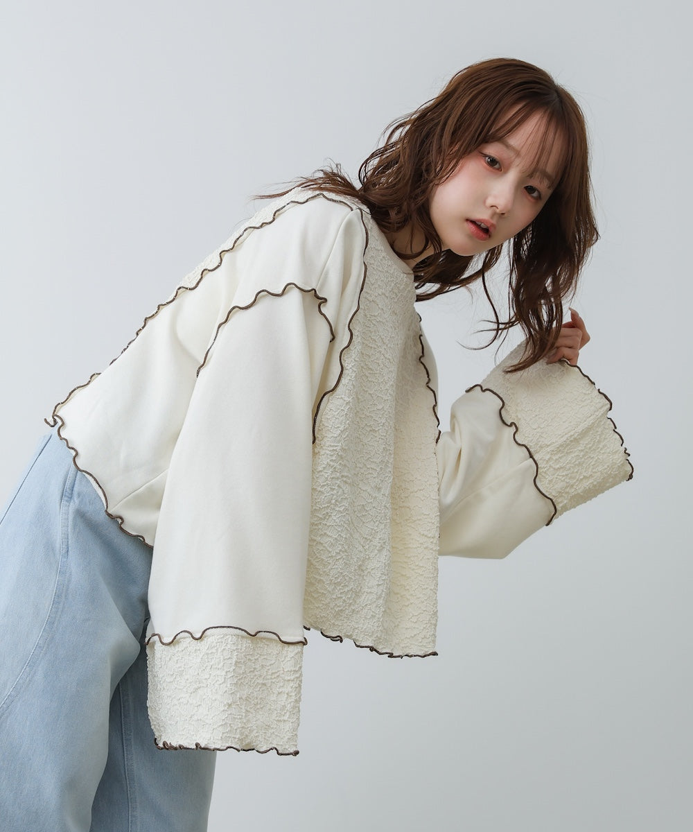 【2026SS】異素材切り替え配色メロートップス